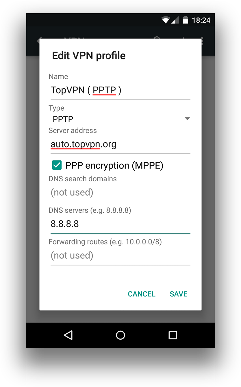 Enter you username and password you have from TopVPN.