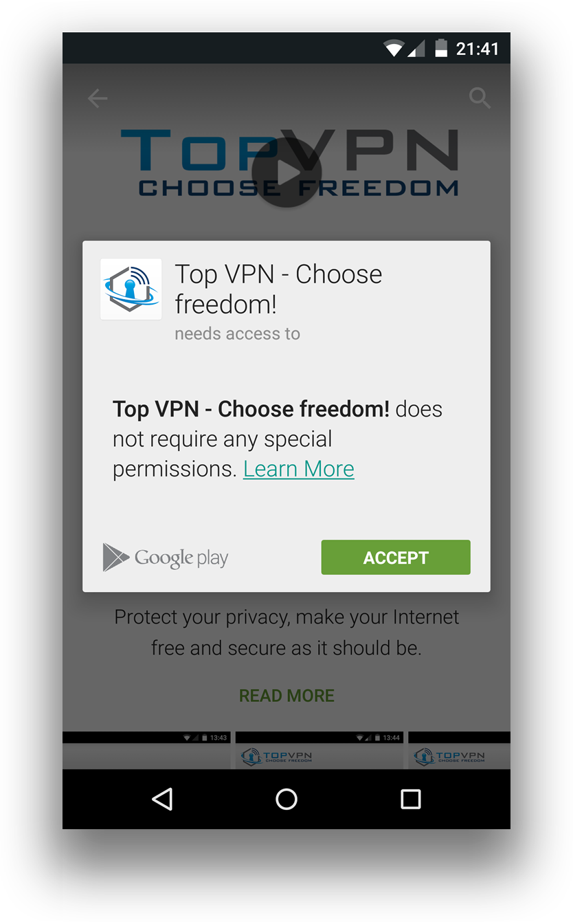 In this step you will need to accept the permission that our application need. Click Accept.