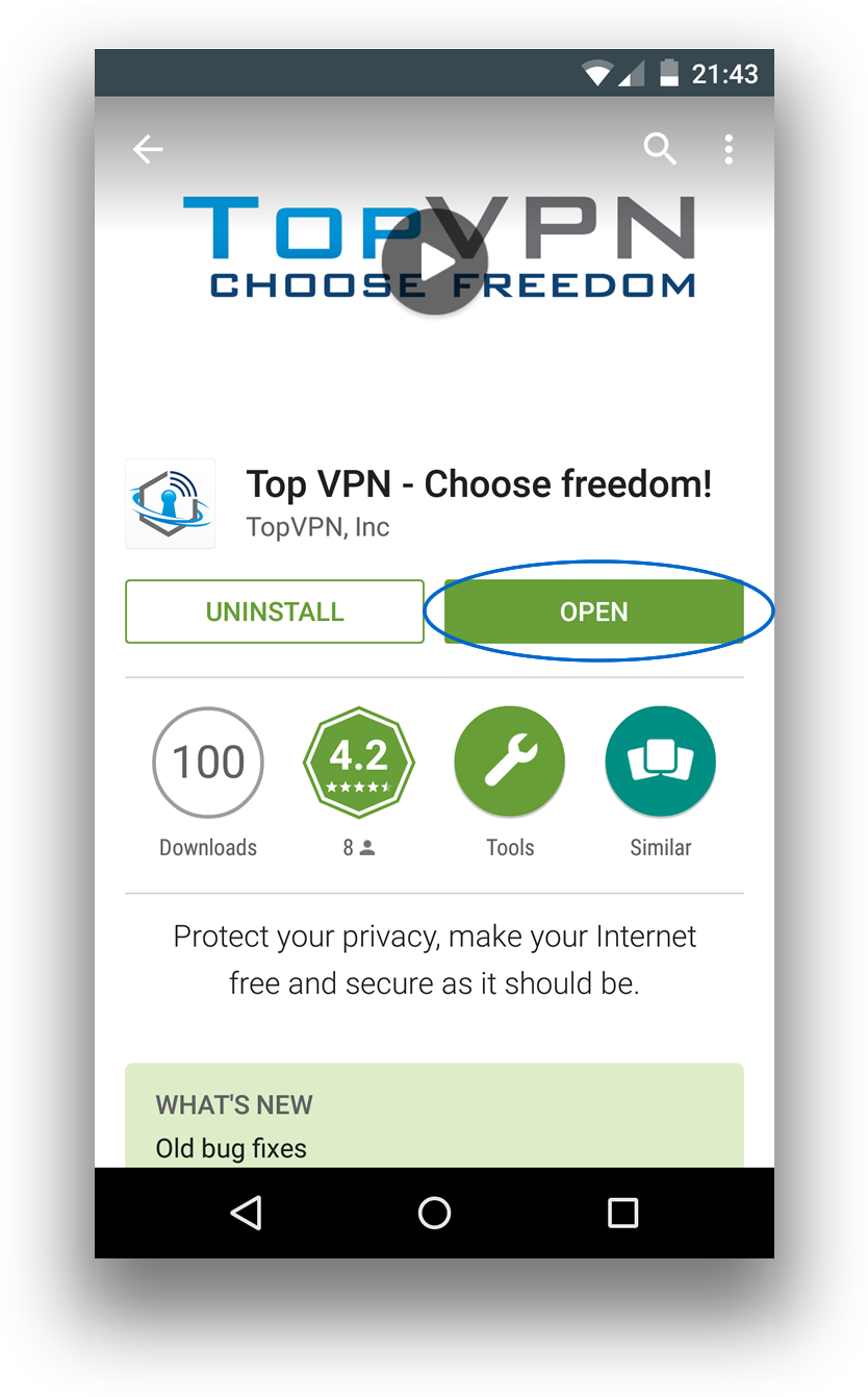 When the application will be downloaded and installed you will see Open button, click on it.