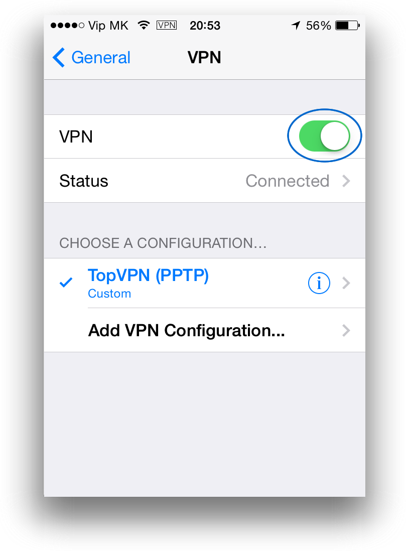 If you like to disconnect from TopVPN click again on toggle button on the top.