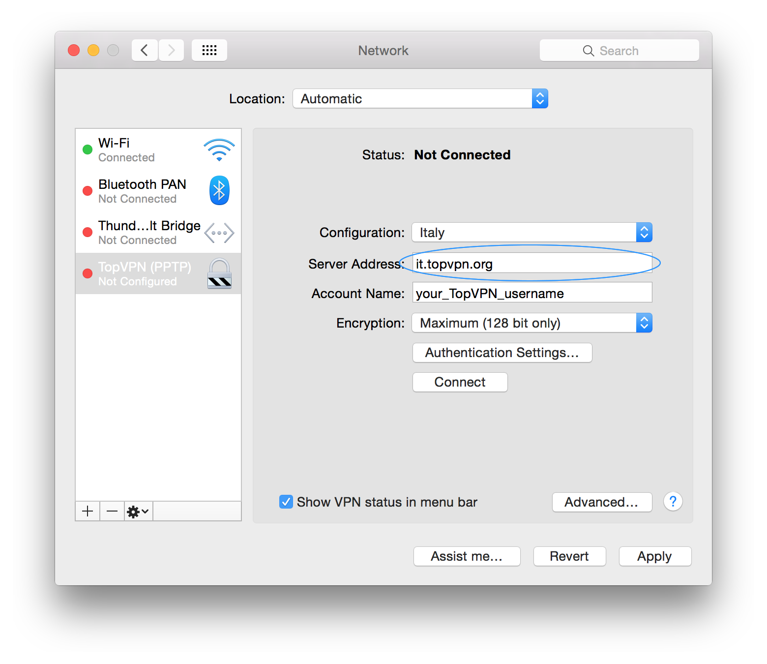 If you like to add multiple locations you will need to create new configuration and do the same steps from step 6. All you need to change is just the Server Addres. You can add any of the host addresses listed in our 