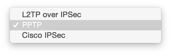 From VPN Type dropdown manu choose the PPTP protocol.